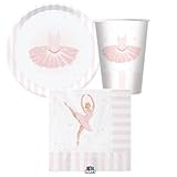 Kit n2 Accessori Tavola Tavola i love ballet ballerina danza classica 12 persone per allestire la tavola del compleanno della tua bambina