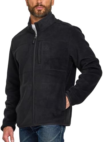 Gerry Mens Fleece Jacket – Zip Up Sweater, Lightweight Athletic Sweater, Warm Soft Polar Full Zipper Jacket, Mock Neck Black