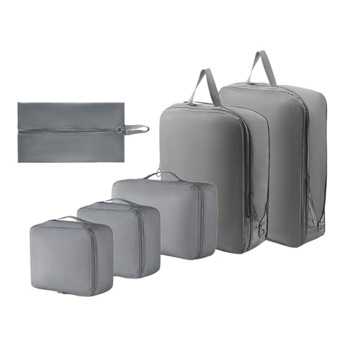 Cubo de embalaje de compresión para viajes - Juego de almacenamiento de viaje ampliable de 6 piezas, organizador de equipaje de mano, para hombres, mujeres, niñas, adolescentes, adolescentes, zapatos