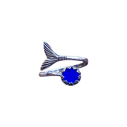 Recycled Vintage 1960's Cobalt Skin Cream Jar Mermaid Ring in Sterling Silver Recycled Vintage 1960's Cobalt Skin Cream Jar Mermaid Ring in Sterling Silver