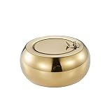 NKAN Ashtray Cendrier Coupe-Vent en Acier Inoxydable en Forme de Tambour avec cendrier sans fumée avec Couvercle 3 Types de cendrier européen en Acier pour cendrier (Color : Gold Small)