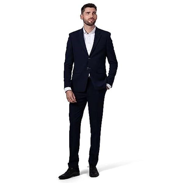 Hirschthal Traje de 2 piezas para hombre, corte regular, pantalones de traje y chaqueta, con funda para ropa