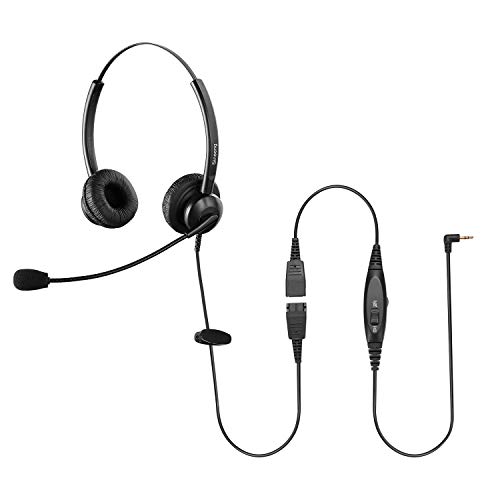 Sinseng Wired Headset with Noise Cancelling Microphone, 2.5mm Jack Telephone Headphone Compatible with Cisco SPA Series Office Landline Phone Panasonic AT&T Vtech Uniden Grandstream Cordless Phones