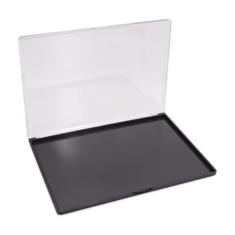 AJLTPA Magnetic Makeup Palette with Clear Top, Empty Eyeshadow Pan Dispensing Storage Box with 40Pcs Adhesive Metal Stickers for DIY Cosmetics Blush Powder(XL Large - 9.25"x6.57") Cover