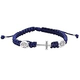 Saint Michael Woven Bracelet with Cross Charm | Adjustable Size | Christian Fashion Accessory | Great Catholic Gift for First Communion or Confirmation | Made in Italy (Navy)