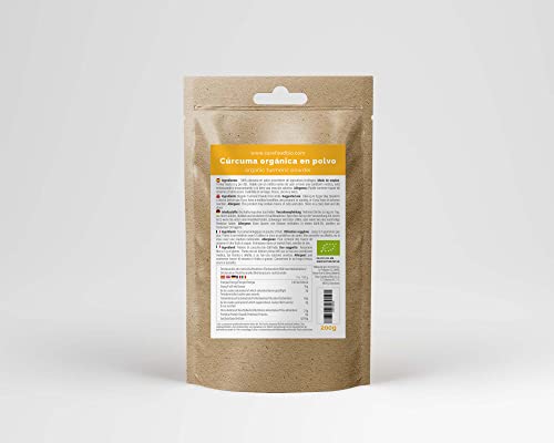Carefood - Bio Kurkuma Pulver - Superfood Curcuma 100% Bio - Für Veganer - Supernahrung Ökologisch Ideal mit Goldener Milch, für Speisen, als Gewürz und zum Frühstück - 200 g