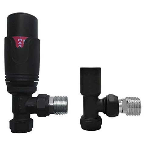 Matt Black Thermostatic Angled Radiator Valves Cover