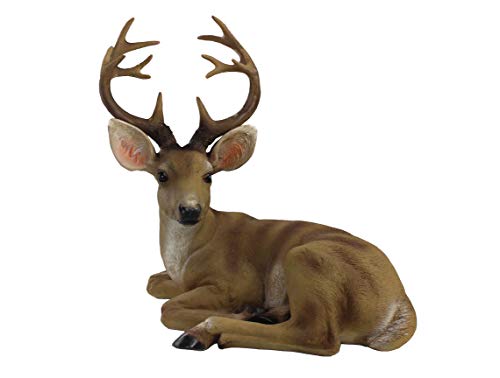 ARAIDECOR Festive Deer Animal Sculpture Home Decor or Outdoor Garden Statue - 13 x 12 x 7 Inches