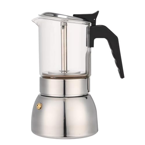 Cafetera Espresso de 300 Ml, Cafetera Moka de Acero Inoxidable, Compatible con Cocinas de Inducción y de Gas, Portátil y Fácil de Limpiar.