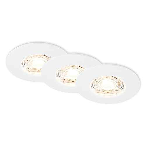 BRILONER - Lot de 3 spots LED encastrables 230V, spots LED pour salle de bain IP44, spots de plafond, spots LED, spots de plafond plats, blanc