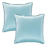 MATERIAL PREMIUM ELEGIDO: Las fundas de cojines 45 x 45 cm tienen un tejido de terciopelo de microfibra con mechones que genera dos capas de espesor para lograr una flexibilidad óptima - La funda de almohada de terciopelo de microfibra no se comprimirá ni se desvanecerá después del lavado frecuente de la máquina - La funda de almohada de terciopelo densamente empacada tiene una gran durabilidad y se mantendrá plana durante más años para usarla.