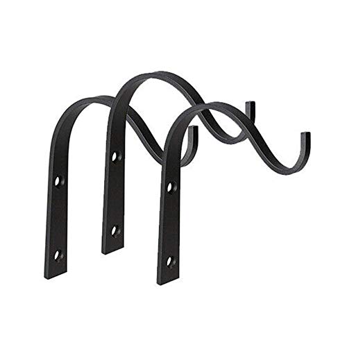 Loriver 10X Iron Hanging Wall Basket Wrought Hooks Brackets Planter Lantern Coat Black