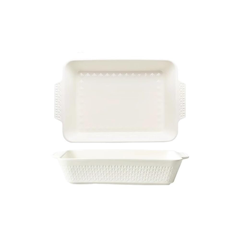 Backgeschirr Großes Backblech aus Keramik for den Haushalt, rechteckig, mit Doppelohr, for die Mikrowelle, 3800 ml, Backschüssel, Käse-Reis-Backblech Ofenbleche