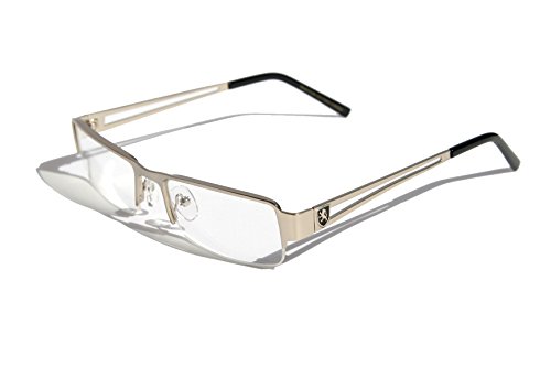 Premium Khan Metal Rectangular Reading Glasses (Silver, 1 x)