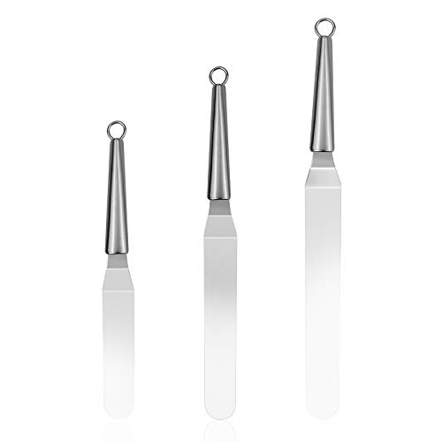 Zoiibuy Lot de 3 Spatules de Glaçage, 6/8/10 Pouces Couteaux à Gâteau en Acier Inoxydable pour Cuisson, Décoration de Gâteaux, Pâtisseries et Cupcakes Cover