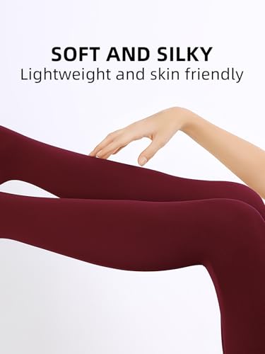 Image of Women's 80 Denier Semi Opaque Tights High Waist Soft Solid Color Footed Pantyhose