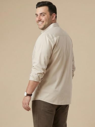 Image of Thomas Scott Men's Plus Size Cotton Casual Shirt | Regular Fit | Long Sleeves | Spread Collar | Solid | Soft & Breathable | Everyday Comfort Shirt for Men