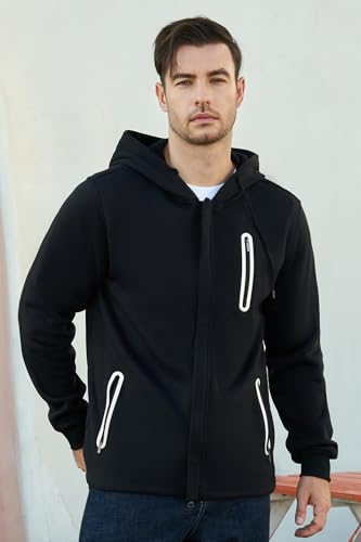 Hoodies for Men Casual Long Sleeve Mens Zip up Hoodies Hooded Fleece Sweatshirts with Pocket4