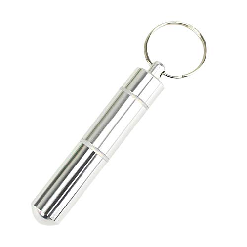 Qiao Nai Portapalillos de Dientes Portátil de Bolsillo Estuche de Palillos de Dientes de Aleación de Aluminio Pastillero de Metal Botellas de Bastoncillo de Algodón con Llavero, 2,8 x 0,6 Pulgadas