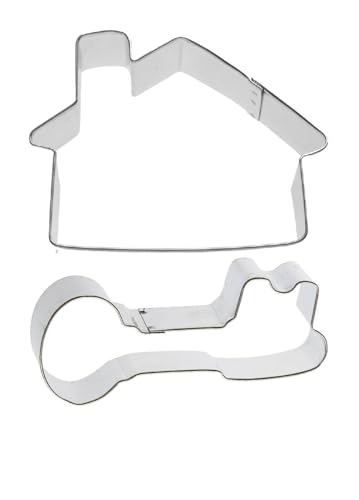 House & Antique Key Realtor Cookie Cutter 2 Piece Set from The Cookie Cutter Shop – Tin Plated Steel - Made in the USA
