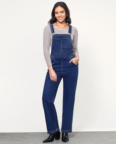 Vetinee Blauer Overall Latzhose Damen Jeans Sargassomeer Größe M passt für EU 38-40