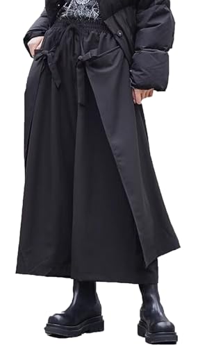 CLANMILUMS Men Women's Black Skirt Pants Loose Harem Pant Unisex Casual Harajuku Kimono Trousers2