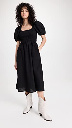 Madewell Women's Lucie Puff-Sleeve Midi Dress, True Black, 2 #TOP4