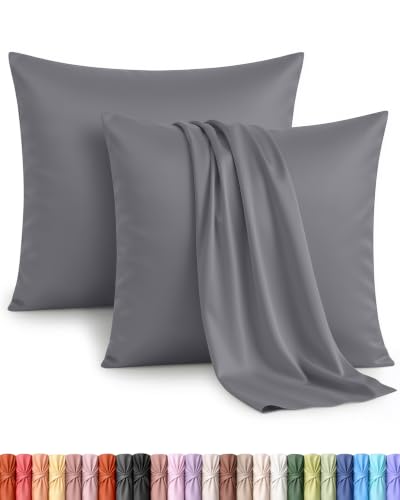 Utopia Bedding 2er-Set Kissenbezüge 60 x 60 cm Oeko-TEX Gebürstete Mikrofaser 100% Polyester mit Umschlagverschluss (Kissenfüllung Nicht enthalten) nur Kissenbezug Grau
