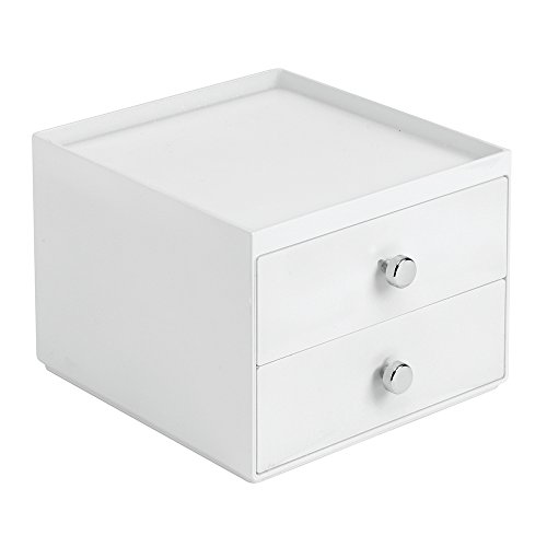 iDesign Plastic 2-Drawer Jewelry Box, Compact Storage Organization Drawers Set for Cosmetics, Dental Supplies, Hair Care, Bathroom, Office, Dorm, Desk, Countertop, 6.5