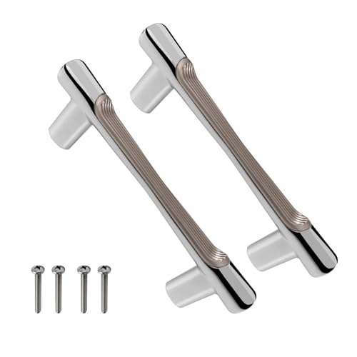Image of VOLO Wardrobe Cabinet Handle - Sleek Pull Handle for Drawers, Wardrobes, Sliding Doors, and Cabinets in Kitchen, Bedroom, and Office (R-241) (2, Silver, 96MM (4 Inch))