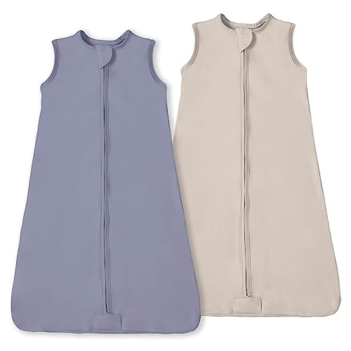 Image of TOTBASIC Baby Sleep Sack 2-Pack, 0.5 TOG Light & Soft Unisex-Baby Wearable Blanket, 2-Way Safe Zippers Sleeping Bags for Babies 0-3-6-12-18-24 Months