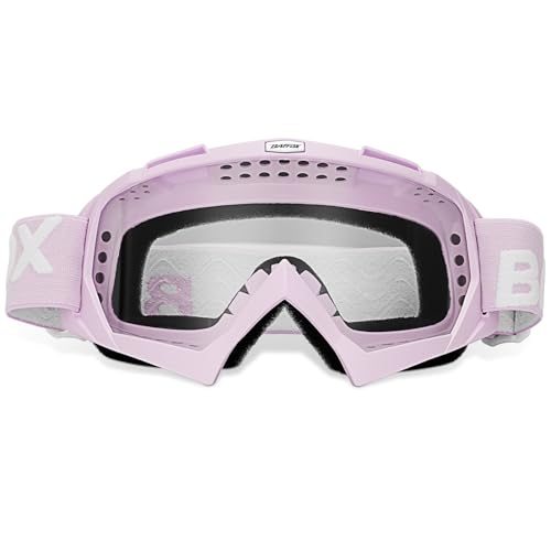 Image of BATFOX Motorcycle Glasses Goggles Dirt Bike Motocross Safety ATV Tactical Riding (Clear-Violet, Adult)