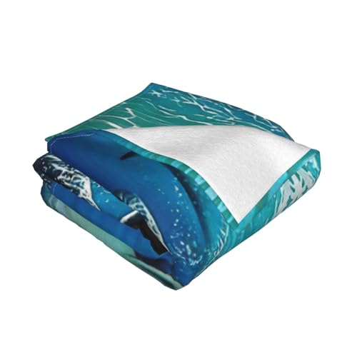 Couverture micro-polaire dauphins plaid flanelle pliable lit - 4