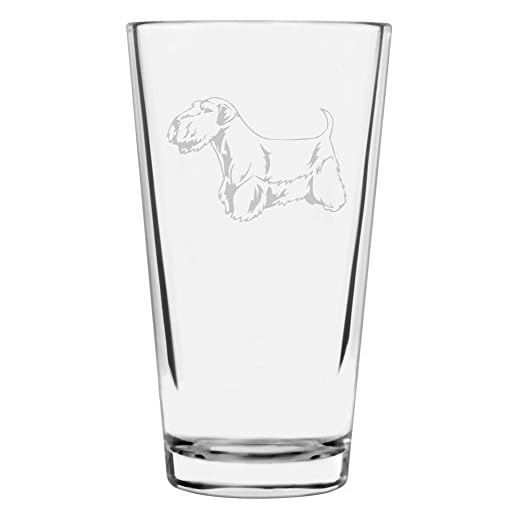 Etched Laser Art Sealyham Terrier Personalized Dog Themed Pint Glasses - Custom Etched Pint Glassware, Ideal Gift for Dog Lovers, Drinking Glasses for Beer, Cocktails, Water & Juice