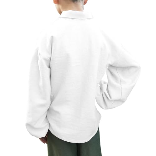 DRHOM Boys Medieval Pirate Shirt V Neck Ruffled Long Sleeve Renaissance Viking Victorian Gothic Tops3