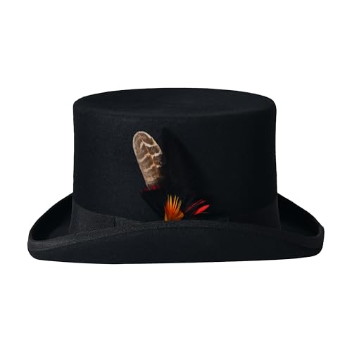 Image of Wool Top Hat for Men Women Topper Hat Mens Tall Tophat Christmas Costume