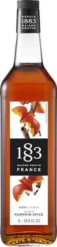 Image of 1883 Pumpkin Spice Syrup - Premium French Flavoring Syrup for Coffee, Lattes, Iced Coffee, Cocktails & Desserts - 1L Glass Bottle, Made in France