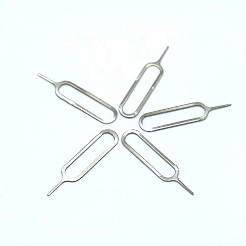 (5 Pack) eTECH Collection Sim Card Tray Remover Eject Pin Key Tool for iPhone iPad Samsung Galaxy Smart Phone/Tablet and More (Silver) by eTECH - Used condition - US$2.84