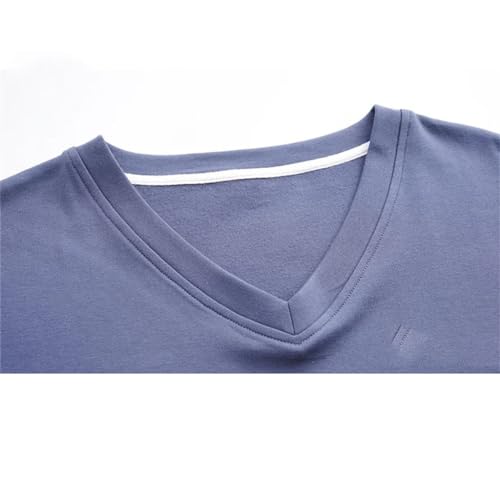 Two-piece Pajamas Suit Men's Pajamas Suit New Knitted Cotton Casual Suit V-neck Casual Home Suit Plus Size3