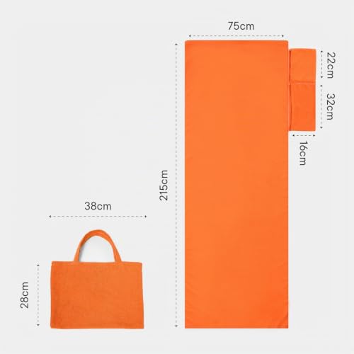 Brentfords Liegestuhl Handtuch für Sonnenliege Mit Tasche, Mikrofaser Schnelltrocknend Orange 75 x 215cm – Ansicht 8
