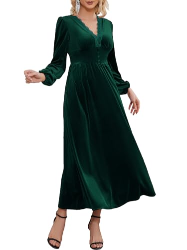Amazon.com: S. Adriana Long Sleeve Velvet Maxi Dress for Women 2025 Elegant  Lace V Neck Flowy Formal Wedding Guest Dress with Pockets, Dark Green, S :  Clothing, Shoes & Jewelry