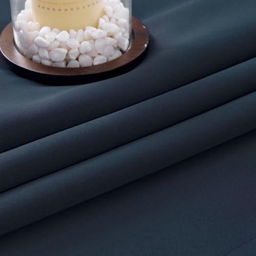 Image of HUTO Blackout Curtains Drapes 54 Inch Length - Thermal Insulated Antique Copper Grommet Black Out Drapery Panels for Basement Bathroom Small Windows, 1 Pair, 42 Inch by 54 Inch, Navy Blue