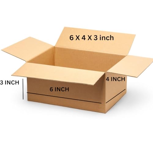 Image of Premium Eco-friendly 3 Ply Corrugated Packing Carton Box for Secure Shipping, Moving, Courier & Goods Transportation, 6x4x3 Inches - (Pack of 20)
