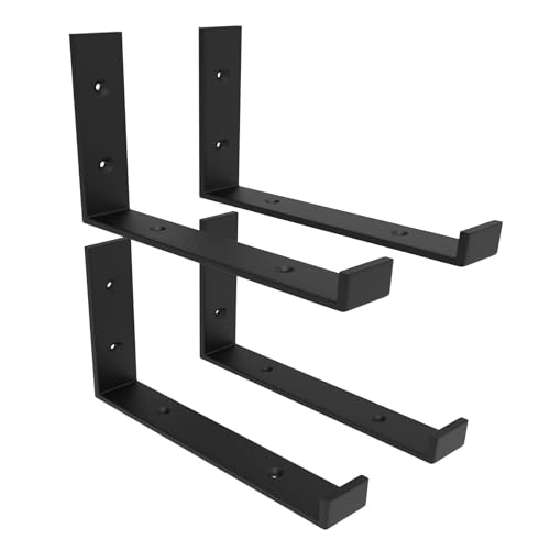 Shelf Bracket, Heavy Duty Floating Shelf Brackets 10-Inch Long, 4-Pack Brackets for Shelves, Black Coated J Shape Metal Wall Shelf Support Brackets with 1/5-Inch Thick and 160 lb. Load Capacity by WEKIS - Image 8