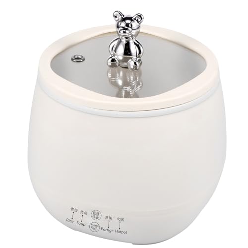 YUNYOUC Electric Rice Cooker with Glass Lid, 1.8L Rice Cookers Pot, Keep Warm Function, Non-Stick, 450W Electric Cooking Pot with Measuring Cup for Home Cooking(White)