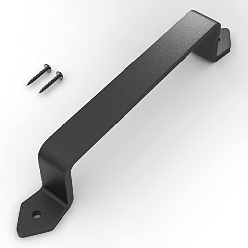 Image of 10 Inch Diamond Straight Barn Door Handle - Black Cast Iron Pull for Sliding Doors, Gates, Sheds, Fences, Closets - Indoor Outdoor Farmhouse Hardware