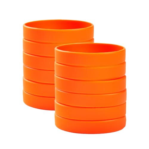 BRANDWINLITE Wholesale 12pcs/pack Blank Color Silicone Bracelets Silicone Wristbands Rubber bracelets for Party Favors Events Sports Funny Classroom playing Training Office Uses and for Teens Men & Womens Multiple&Creative Uses in Offices and Households-ORANGE 8