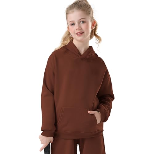 Image of Kids Athletic Pullover Hoodie Sweatshirt with Pocket Tops,2-12Years | Boys and Girls Fleece Hooded Christmas Halloween Teen Girls Athletic Hoodie Solid Color Lightweight Classic Kids Clothes