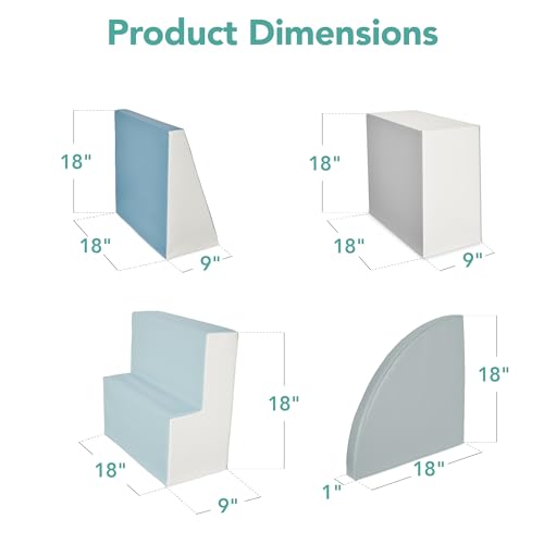 Image of Best Choice Products Soft Foam Climbing Blocks for Toddlers, 4-Piece Baby Play Set, Easy-Clean Vinyl Foam Shapes, Safe Certified Materials, Early Learning Motor Skill Development Toy - Blue