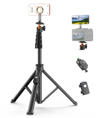 176cm Magnetic Phone Tripod with Remote Control Adjustable Camera Tripod Stand with Magnetic Phone Holder Compatible with iPhone Android DSLR Projector Ringlight Perfect for Travel Vlogging
